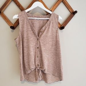 Striped Beige Knot Tank